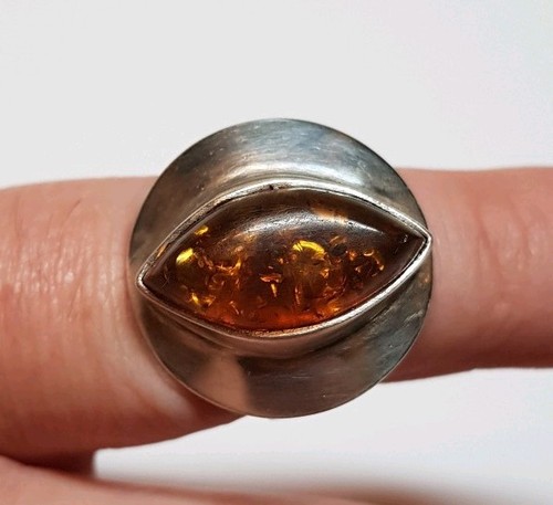 Moderner bernstein ring silber - moderner,