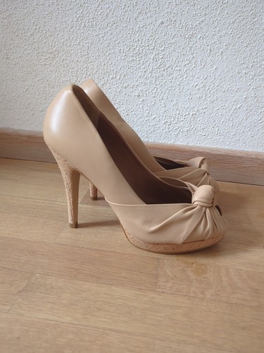 Beige sandalen peeptoes leder - beige,