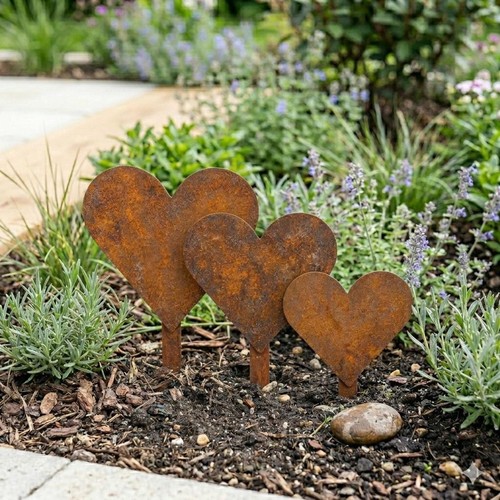 Edelrost herz gartenstecker - edelrost,