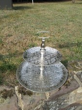 Etagere 2 Stöckig Metall / Silber Tischdeko H 43 cm /B 49,5cm