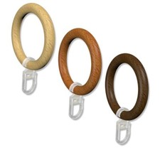 Holz-Gardinenringe mit Haken, Ringe für 28 mm Ø Gardinenstangen - Pack. 10 Stk.