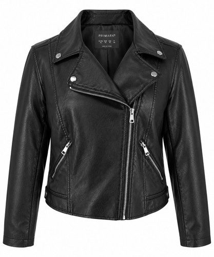Schwarze kunstleder bikerjacke - schwarze, kunstleder-bikerjacke