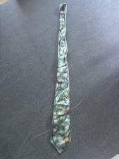 Krawatte 100% Seide Grün Retro Vintage