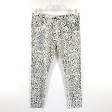 Please Jeans P78 Damen M W32 Beige Grün Slim Boyfriend Hose Medium Reptil Print