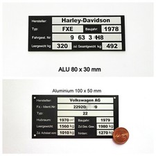Typenschild PKW, KFZ, Motorrad, Roller, Quad, Beiwagen,mit IHREN Daten, graviert