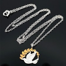 KETTE & ANHÄNGER  TAUBE AUS 925/- SILBER BICOLOR SCHMUCKJAGD