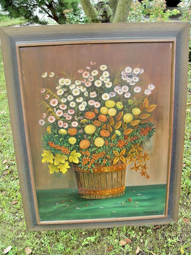 Antikes ölbild blumen auf - antikes,