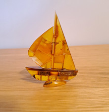 Litauischer Baltischer Bernstein - Fossil Baltischer Bernstein Schiff Yacht Figur - Vintage