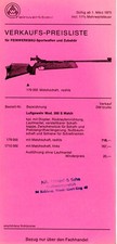 FEINWERKBAU Verkaufs-Preisliste 1975 SPORTWAFFEN ZUBEHÖR Gewehr Pistole (420