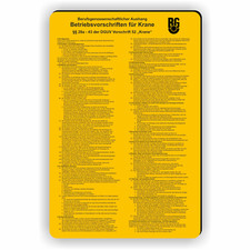 Kranvorschriften Schild /