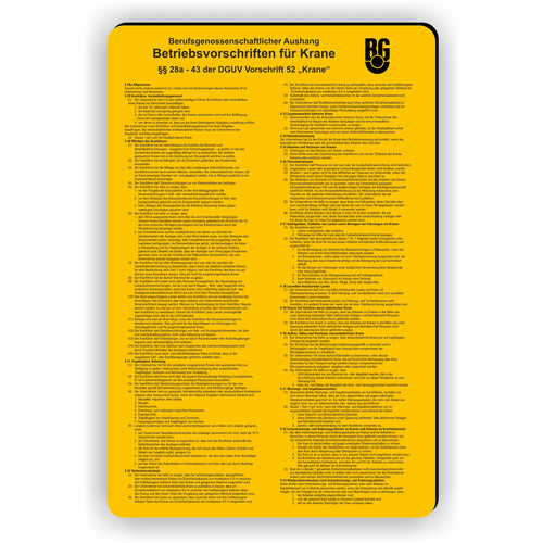 Kranvorschriften schild - schild, /