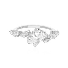 18k Echt Weißgold 1.04Ct Si / H Birne Natürlicher Diamant Cocktail Ring Gift für