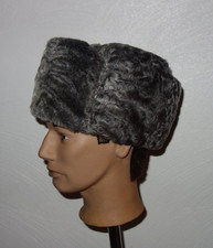 Persianer Pelz Mütze Grau Fell Hut Fellmütze Echtfell Kappe Karakul Schapka Hat