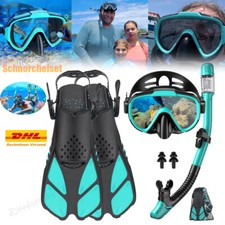 Profi Schnorchelset Erwachsene mit Flossen,Anti-Fog Panorama Taucherbrille (S-XL