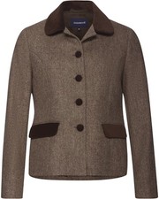 Highmoor Fischgrat-Jacke mit Samtdetails Bubikragen Übergangsjacken Damen NEU