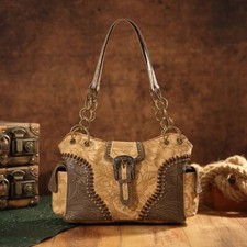 Damen Tasche  Leder Vintage Blumen Geprägte Unterarmtasche