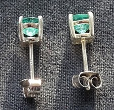 Ohrstecker Ohrringe natürlicher Smaragd, Sterlingsilber 925, ca. 5 mm