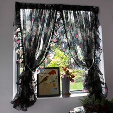 Vintage Durchsichtig Vorhänge Balkon Sonnenschutz Blumenmuster Fenster Fall Heim