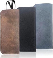 3 Stück Brillenetui Weich, PU Leder Brillenetui, Brillentasche, Tragbar Brillent