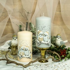 Stumpen Kerzen matt Vögel 3D