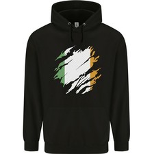 Zerrissen Irland Flagge Irisch St Patricks Day Fußball Mens 80% Baumwolle Kapuze