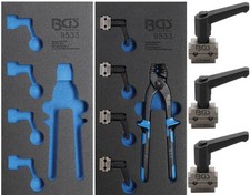 Werkzeugeinlage Werkstattwageneinlage Bremsleitungs-Klemmen Zange leer / gefüllt