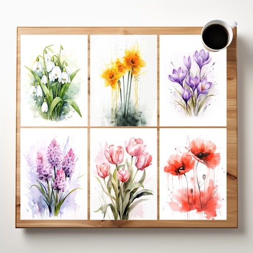 6er set postkarte - 6er-set,