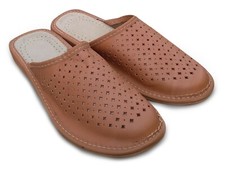 Damen Hausschuhe Pantoffeln Pantoletten Braun LEDER  Gr.37-41