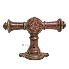 Fensterolive antik Fenstergriff alt Blütenkreuz Messing Aufsteckrosette