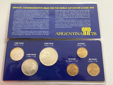 Künker: Argentinien, KMS Kursmünzensatz 1978, Fussball WM, mit 3 x Silber, Top!