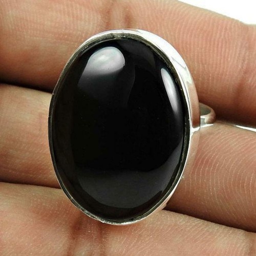Schwarzer onyx stein ring 925 - onyx,
