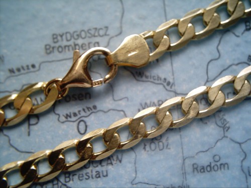 Fußkette panzerkette gold 333 - fußkette,