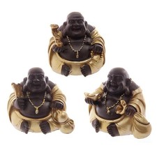 3er Set Happy Buddha gold