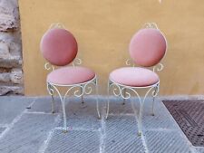 Mid Century Paar Vintage Stühle Schmiedeeisen weiß, Italien 50er Jahre