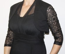 BOLERO ABEND JACKE BLAZER  BRAUTSTOLA  STOFF --- SPITZE 3/4 ÄRMEL (VB)  AK00247T