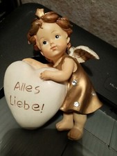 Schutzengel GILDE Engel im Goldkleid mit Strass-Steinen und Herz: "Alles Liebe" 
