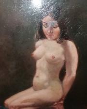 Orig. Ölg. Errotische Frau