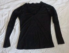 Oberteil Damen Gothic L Spitze schwarz Pullover 