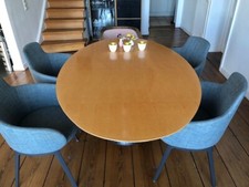 Esstisch Vogelaugenahorn, oval, Fuß Granit, 185 x 118 cm, , Abholung Hamburg