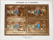 GUINEA 1990 Klb 1296 A Charles de Gaulle GOLD Foil French President General MNH