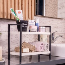 B-Ware SALVIA Multifunktionales Holzregal  Weiß oder Eichen-Optik Metallgestell