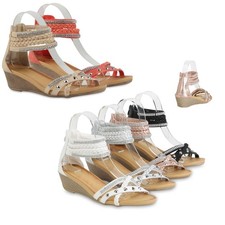 Damen Keilsandaletten Strass