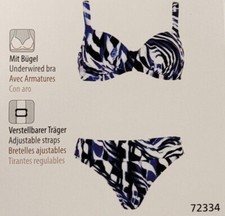 Naturana Frauen Bademode Damen Bikini Bügel blau-weiß-schwarz Cup F Gr. 36 - 46