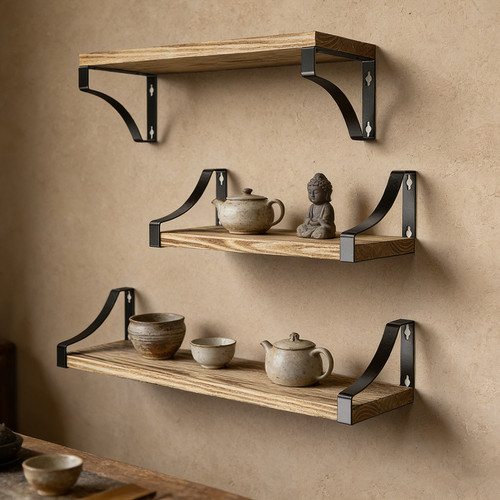 Wandregal naturholz - 3x,