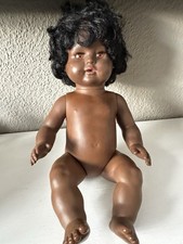 Schildkröt Puppe Baby 40  Vintage  Weingeräusch, Schlafaugen dunkelhäutig