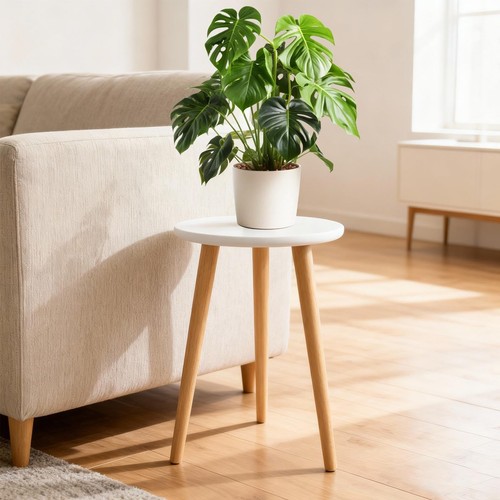 Beistelltisch weiß rund holz - beistelltisch,