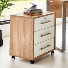 BMG Möbel Rollcontainer, Office Edition Mini, eiche sonoma/ weiß matt