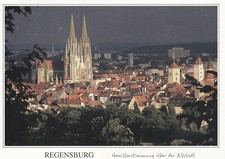Alte Postkarte - Regensburg - Gewitterstimmung über der Altstadt