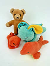 Steiff 4x Baby Stofftiere Set Teddy Hase Delfin Katze Plüschtiere Vintage Alt