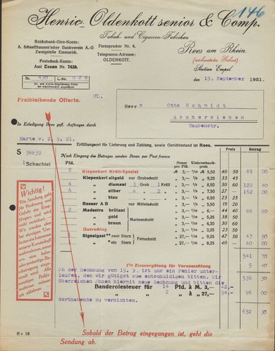 Rees rhein rechnung 1921 - rees,